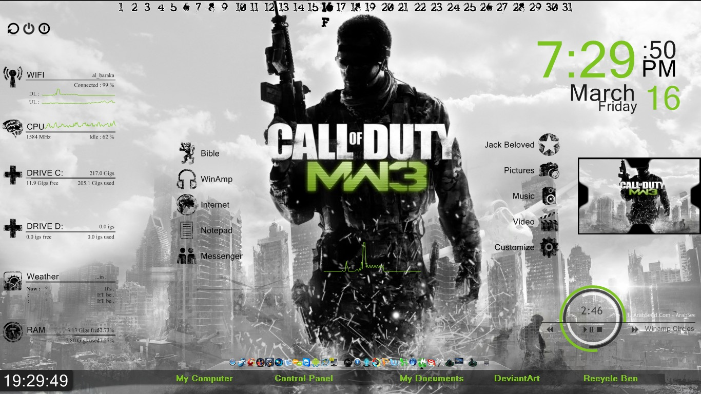 Call Of Duty Modern Warfare 3 Rainmeter skin