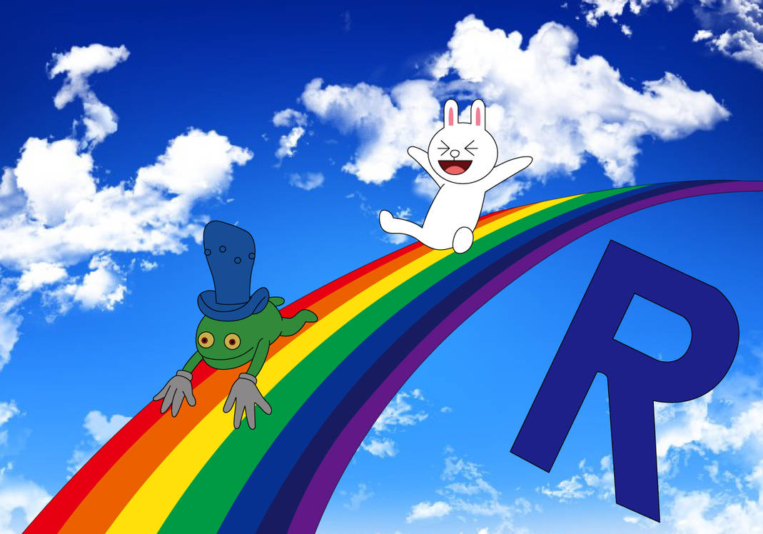 Rainbow Rabbit Deviantart R as Rabbit and Rainbow with Raleigh by greengreens95 on DeviantArt