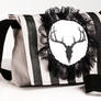 Pinstripe Deer Skull Messenger Bag