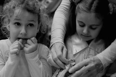 Two little girls and chocolate