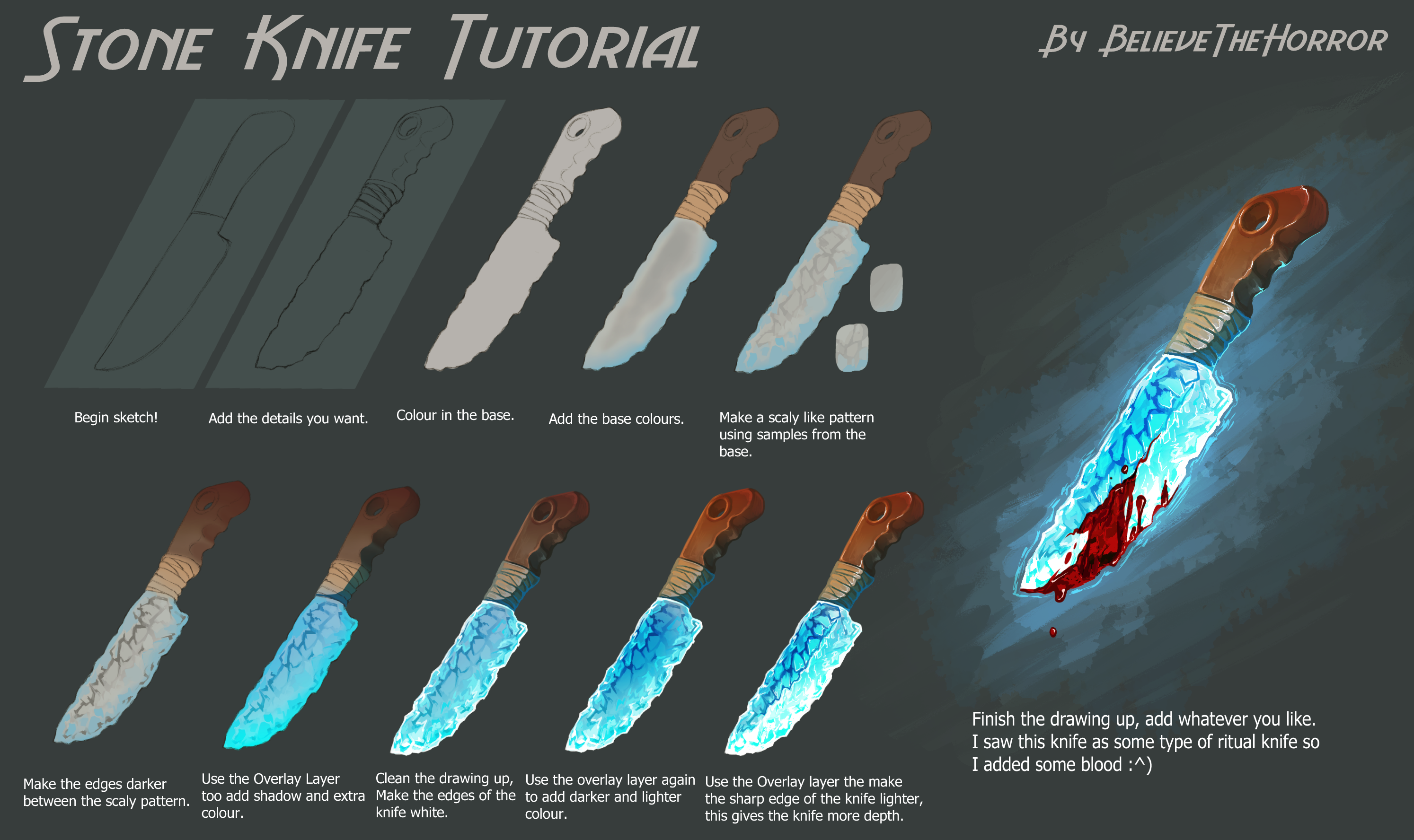 Knife Drawing - How To Draw A Knife Step By Step