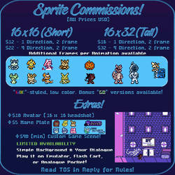 GBC-styled Pixel Art Sprites Available! 5 Slots!