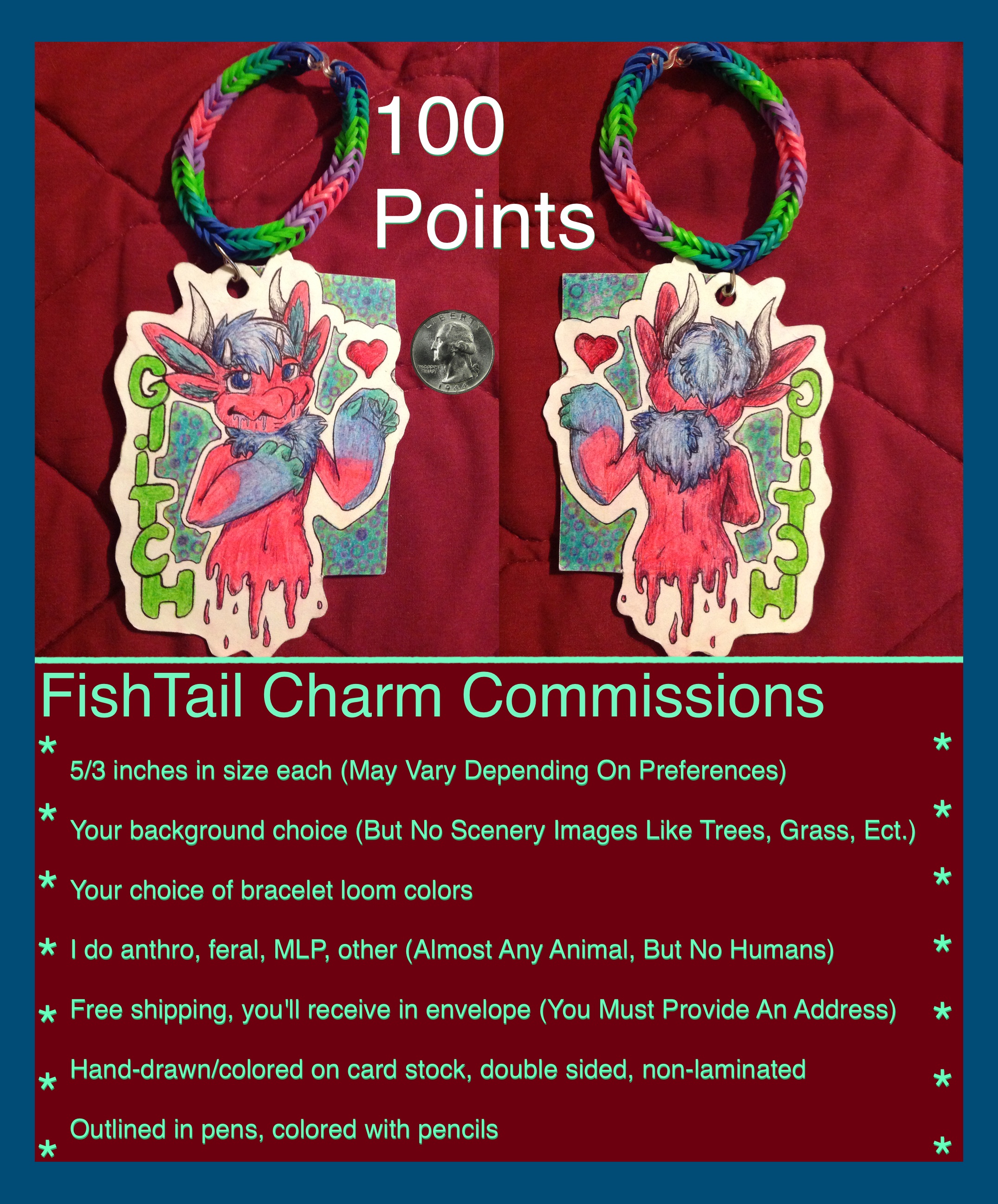 Fishtail charm Commissions {OPEN}