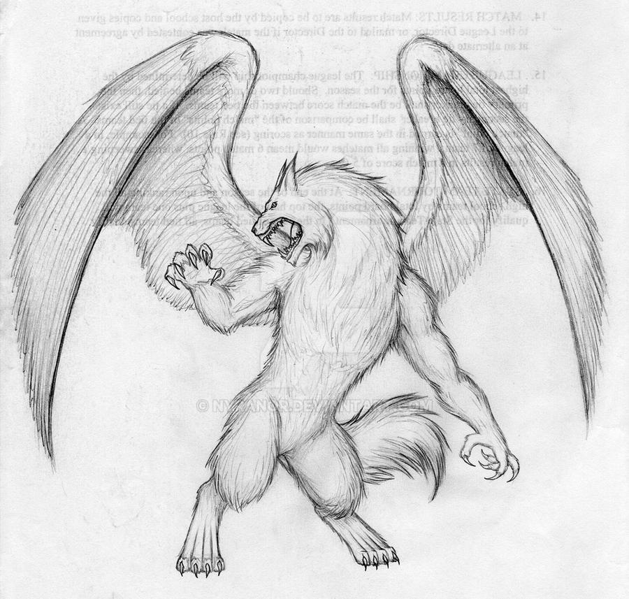 Winged werewolf 2 by Nyranor on DeviantArt