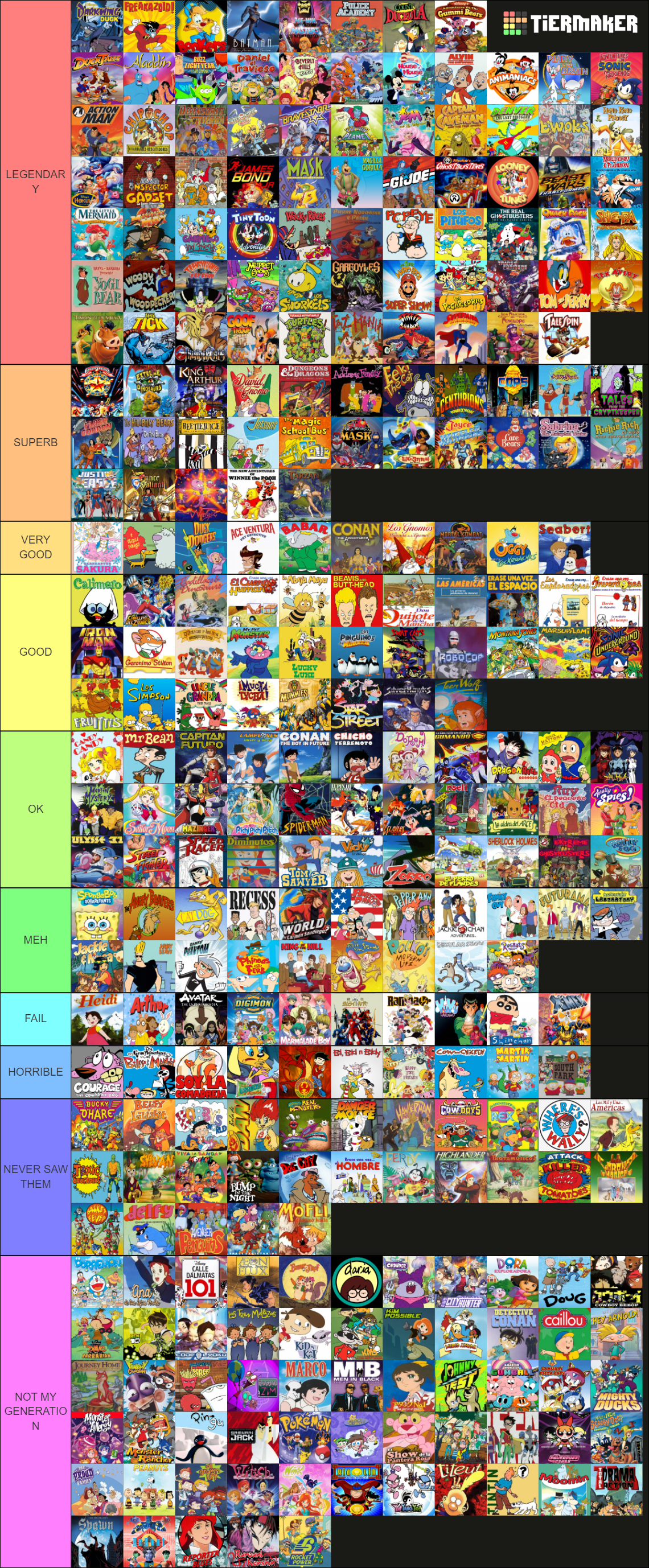 80s and online 90s cartoons list