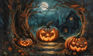 Halloween spooky pumpkins HD wallpaper