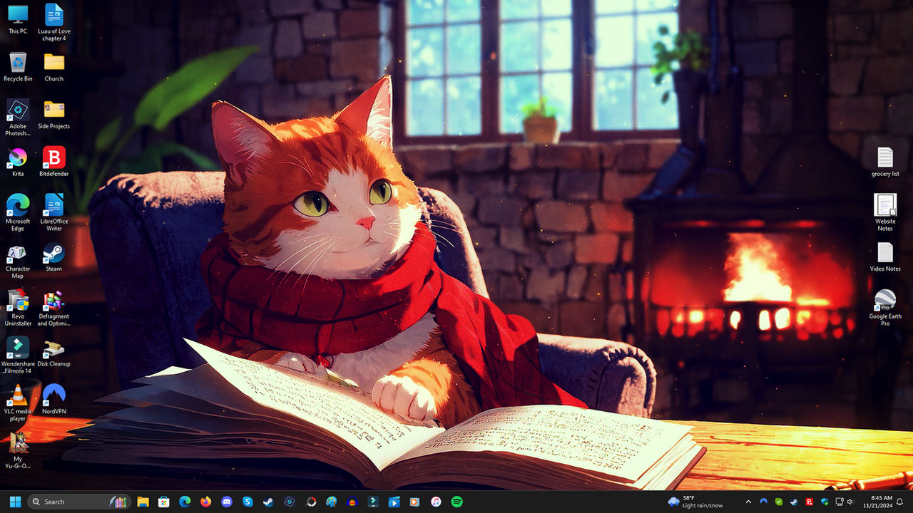 Cozy Ginger Cat Desktop - Windows 11