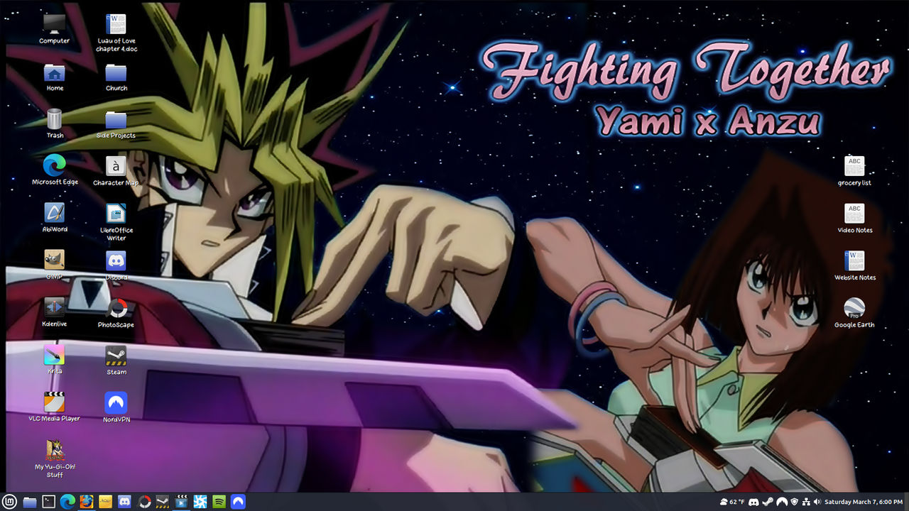 Yami x Anzu Fighting Together Desktop - Linux Mint
