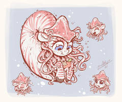 Nautila and an apple