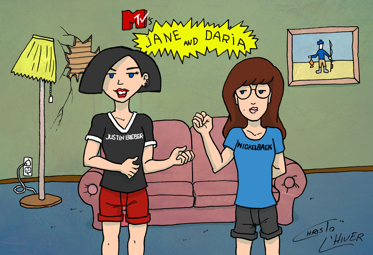 Jane and Daria as Beavis and Butthead