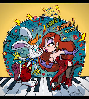 Mini chibi Roger and Jessica Rabbit