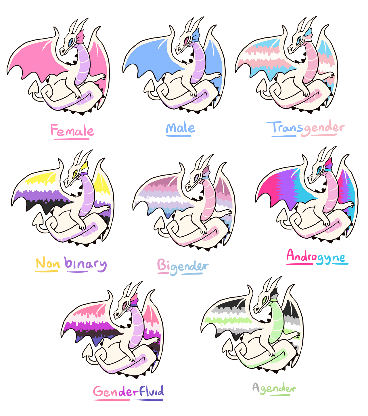 Gender Pride Dragons! by nightmaw on DeviantArt