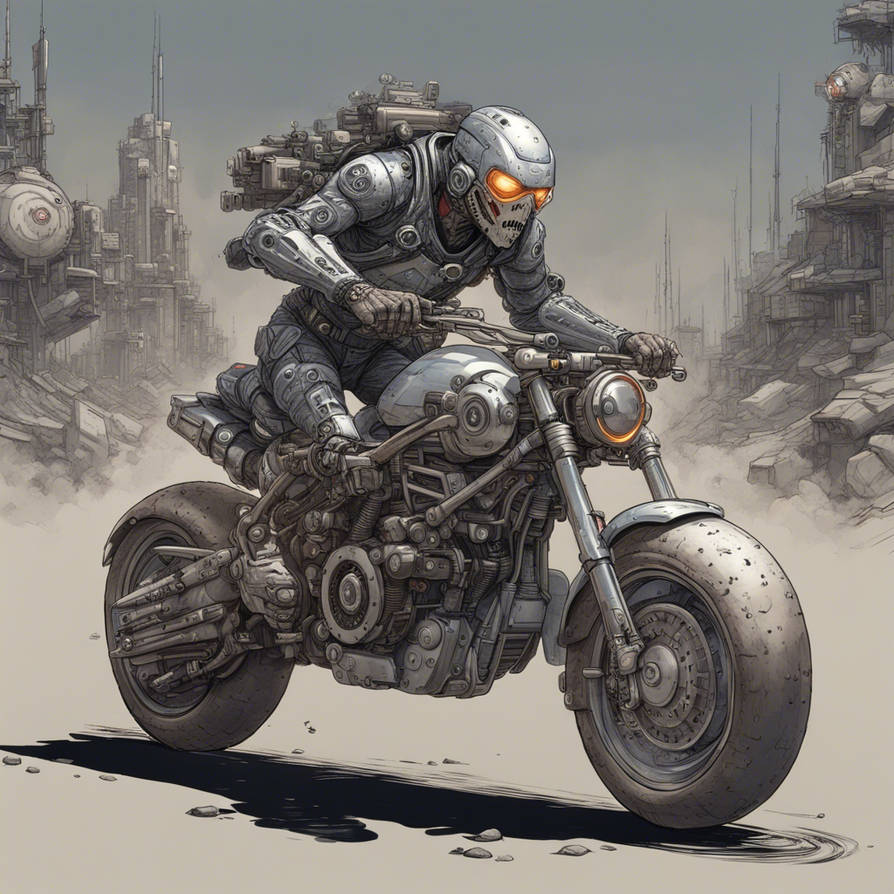 Deviantart Riding Motorcycle High detailed cyborg riding a motorcycle towards t by alagadxxx on ...