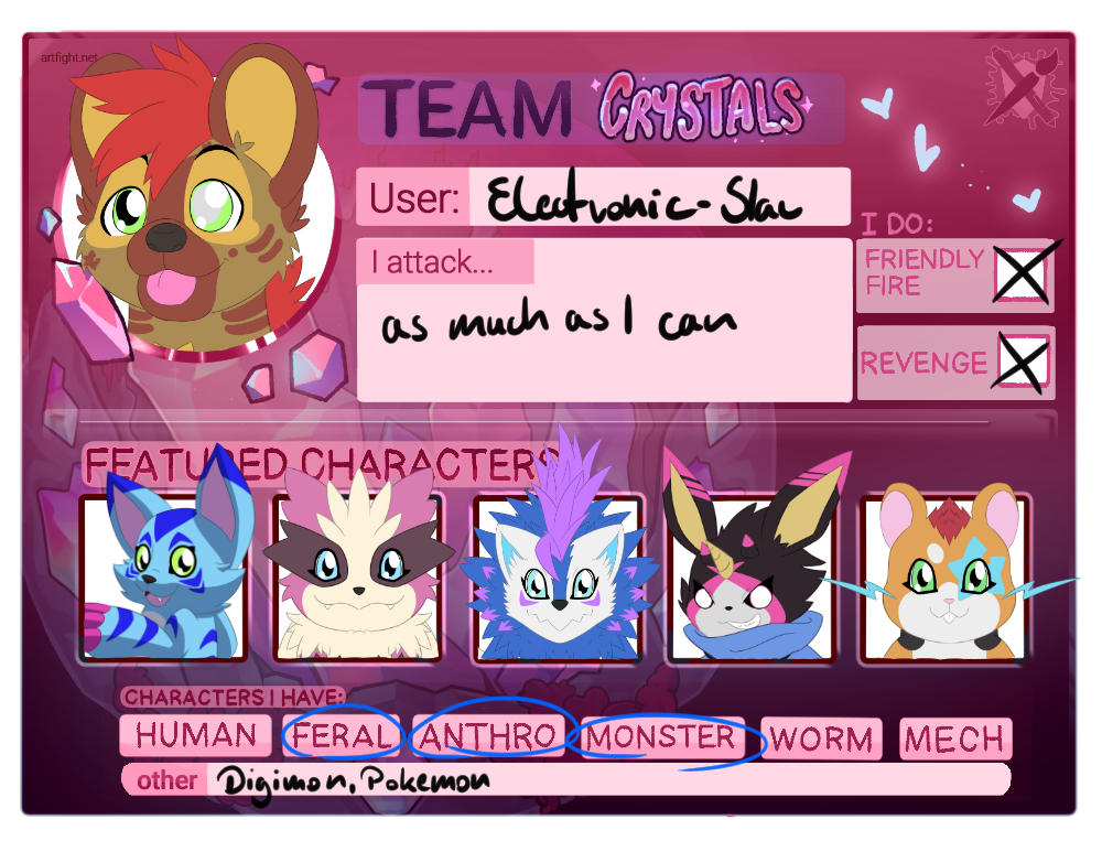 Artfight 2025 Team Crystal by ElectronicStar on DeviantArt