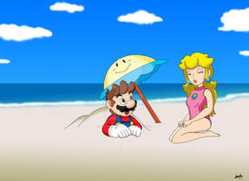 Mario and Peach at the Beach