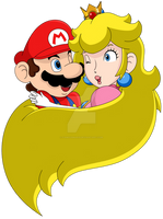 Peach covering Mario with her long Hair