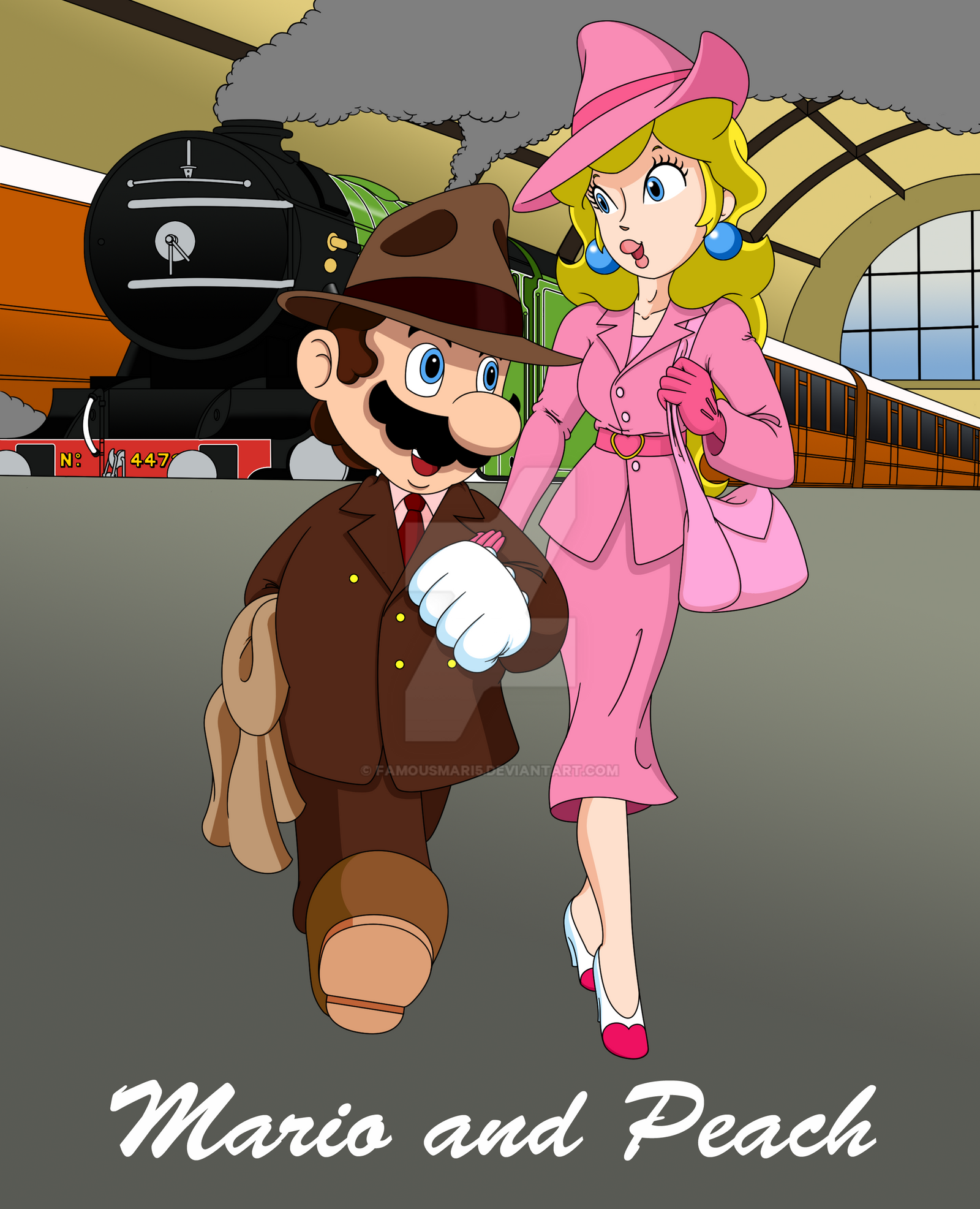 Mario and Peach (2D artwork style) by lyndonpatrick.deviantart.com on  @DeviantArt