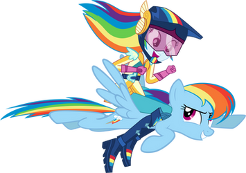 Rainbow Dash riding Rainbow Dash