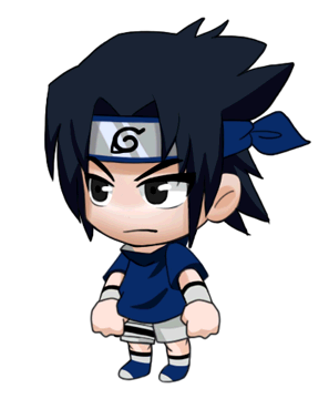 Naruto Shippuden cute chibi Sasuke com espada Sharingam ninja vila