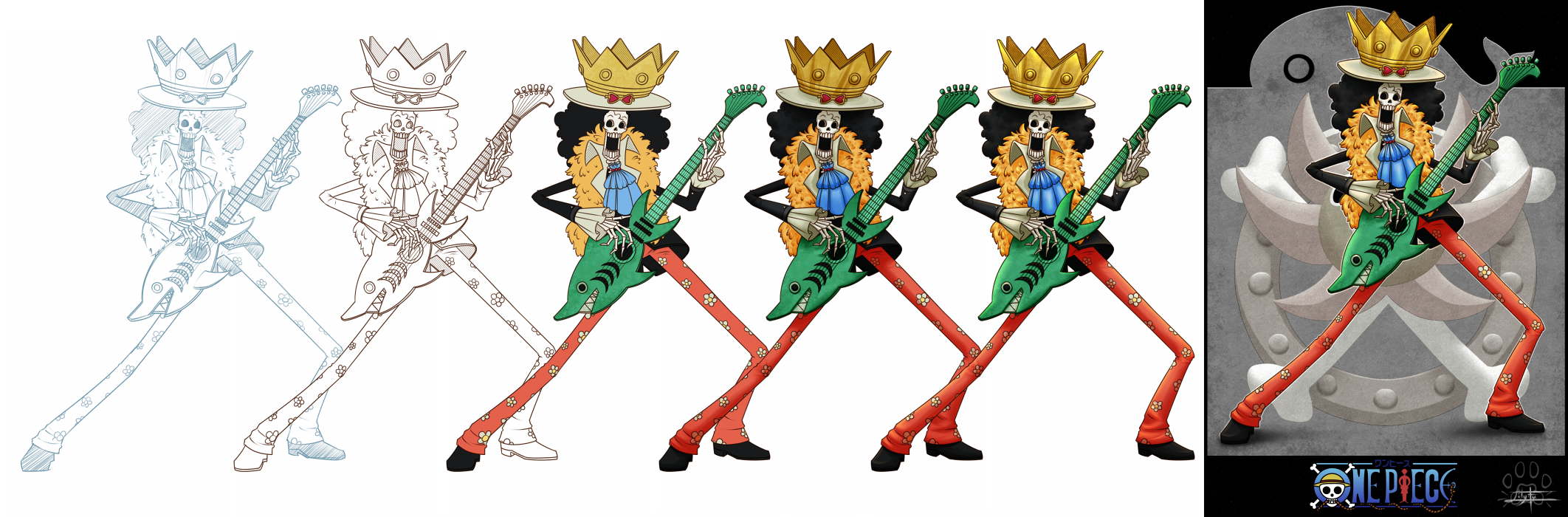 'One Piece cards : Brook' step by step