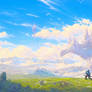 Knight Gazes At Floating Sky Citadel