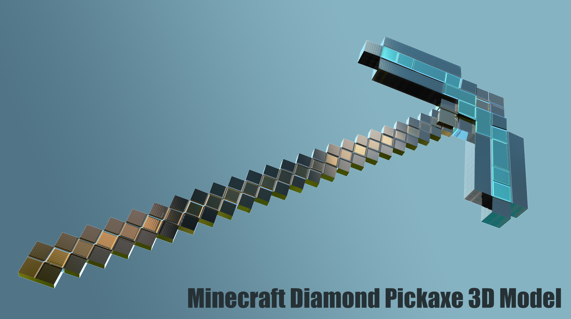 Minecraft Pickaxe Model Minecraft Diamond Pickaxe 3D Model by quechus13 on DeviantArt
