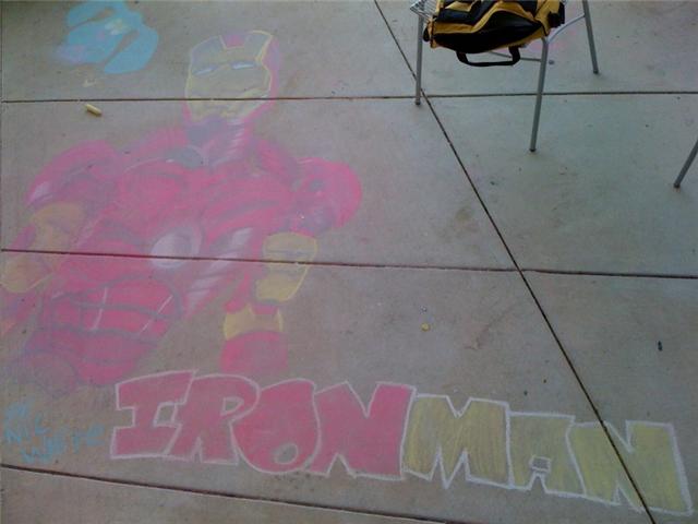 Iron Man Chalk Art