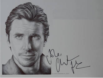Christian Bale - signed portrait (ballpoint pen)