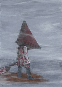 Pyramid Head in the fog