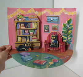 Pop-up card, two black cats