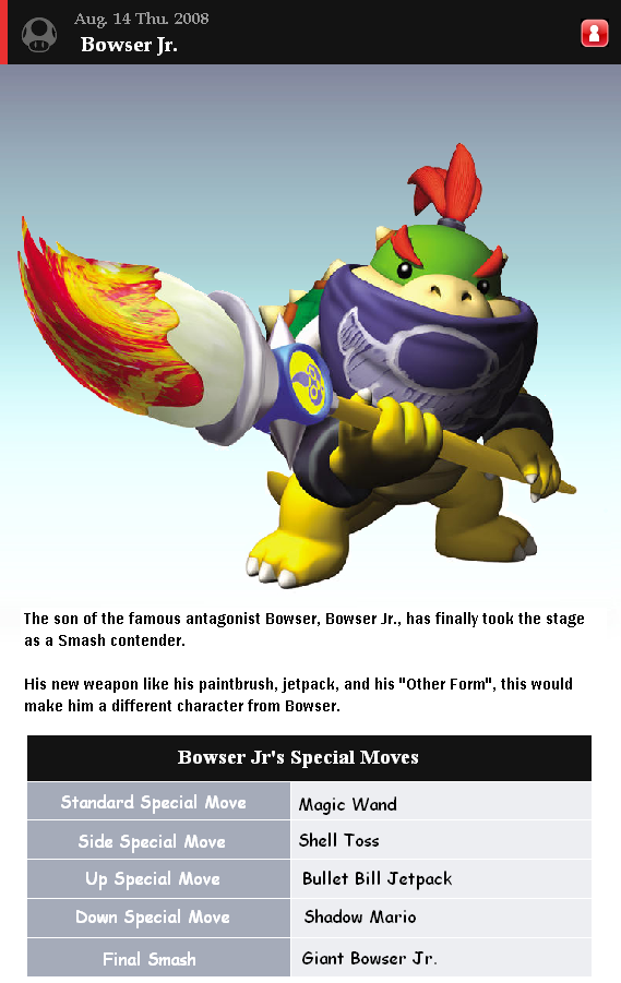 Fake SSBB Pro. 14: Bowser Jr. by shadow0knight on DeviantArt