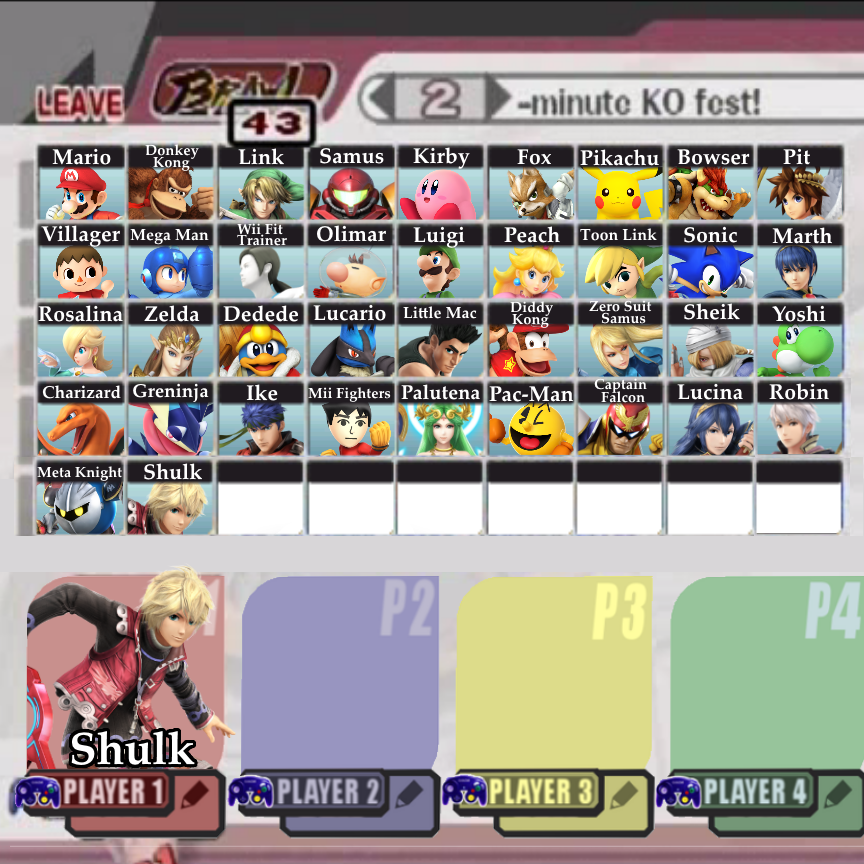 Super Smash Bros. (Wii U/3DS) Roster (8/13 Update)