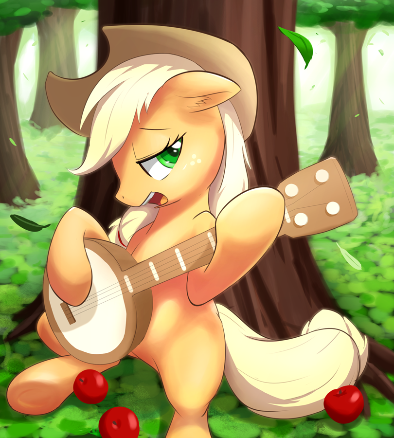 Applejack playing her banjo