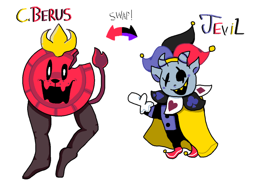 Random Swaps #4: C.Berus and Jevil by RedybearsArt on DeviantArt