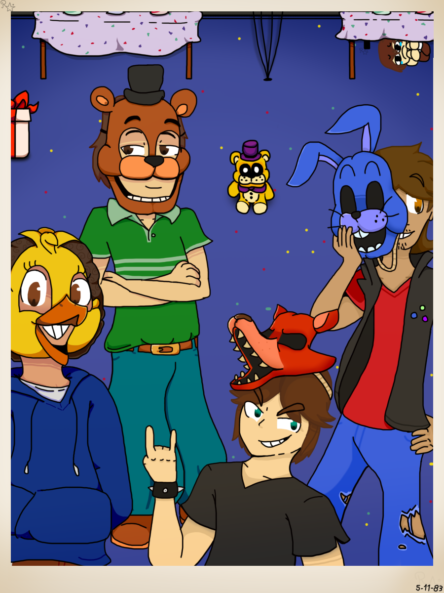 FNAF AU Fanart lineup made by Maladjustedmike 1, Five Nights at Freddy's