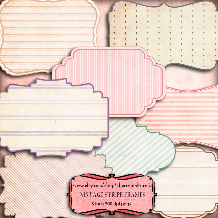 Digital scrapbook frame Vintage Stipe Frame by miabumbag