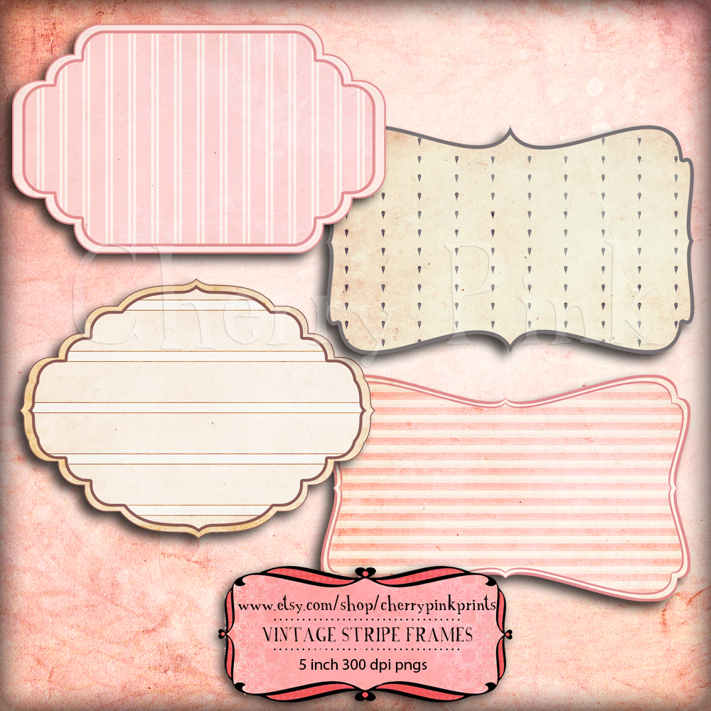 Digital scrapbook embelishment Vintage Stipe Frame