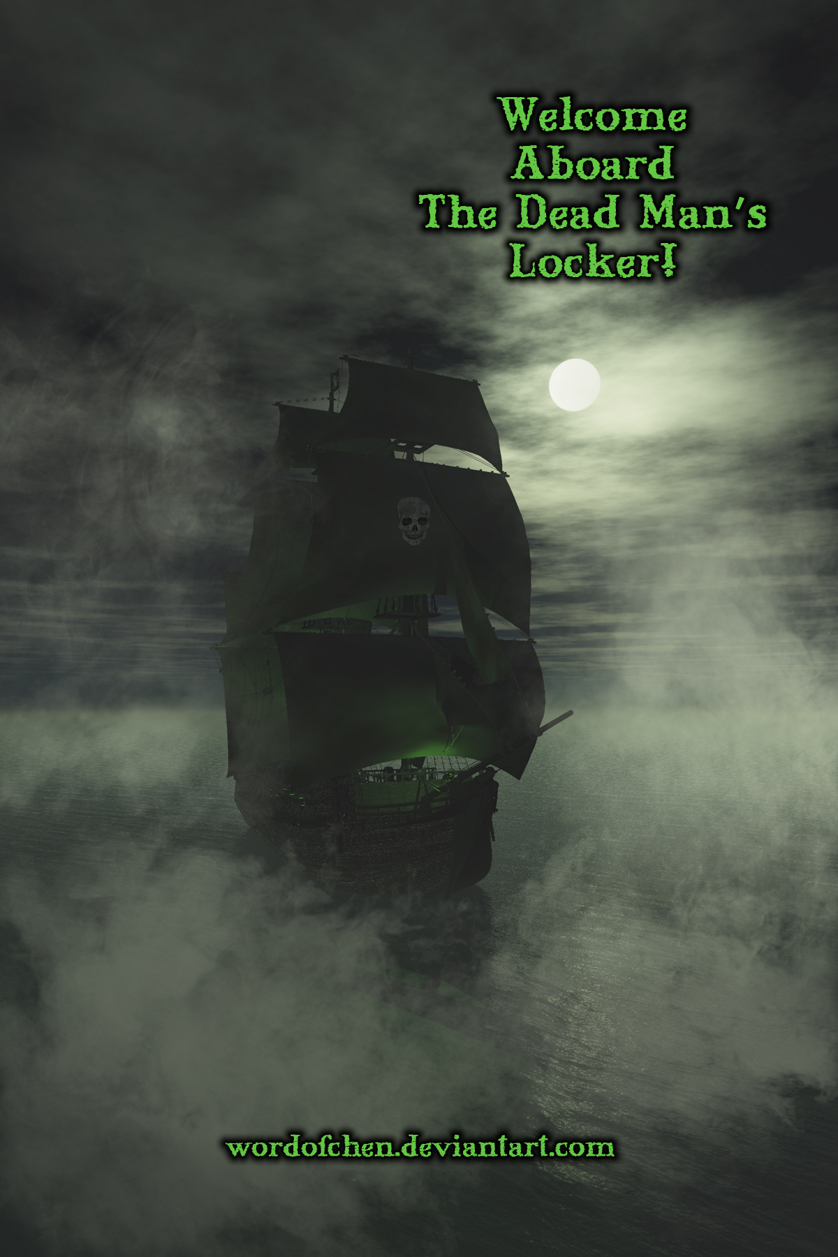 Pirate Post Card - Green Text