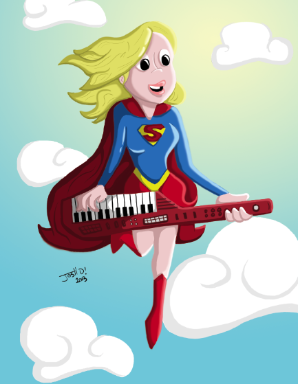 Supergirl on Keytar