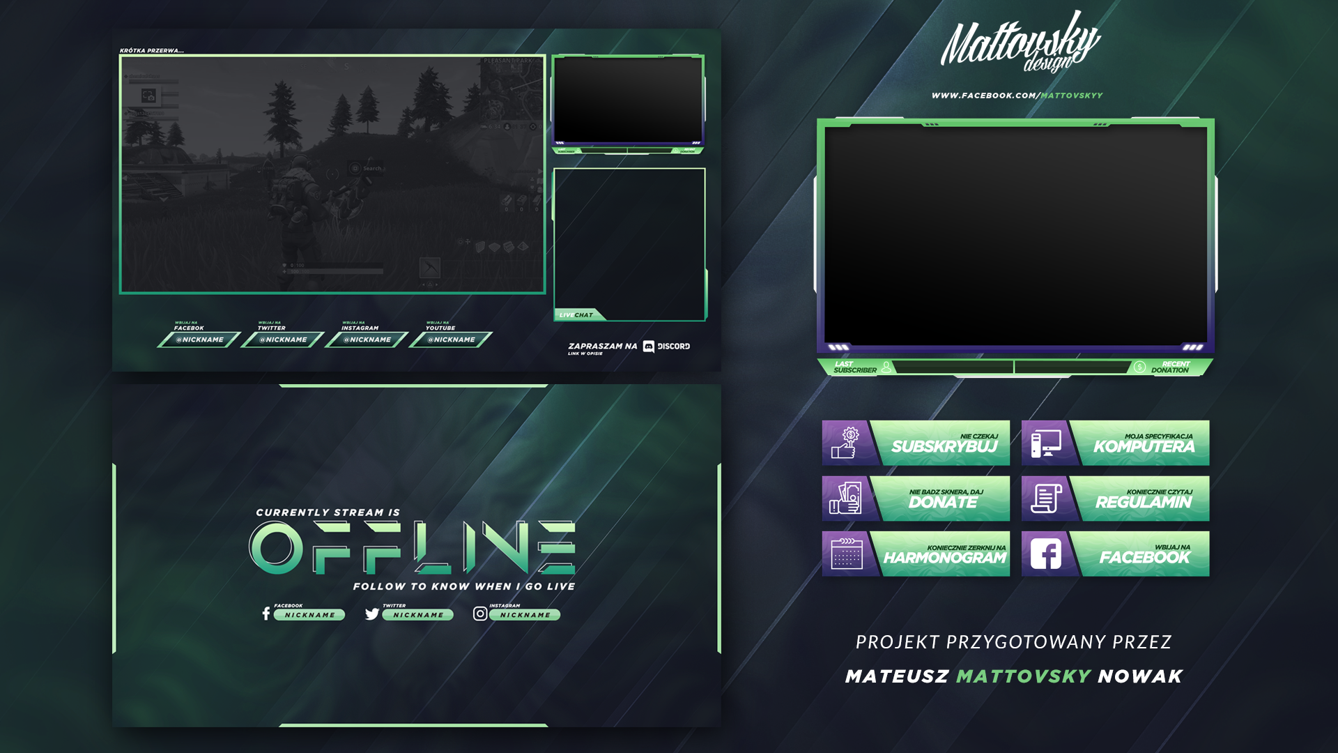 Twitch Overlay Face Cam, Web Camera with chat for streaming broadcast.  Gradient design. Gaming face cam with chat window. Streaming offline  screen. Overlay background twitch Stock Illustration