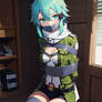 Sinon tied up and gagged