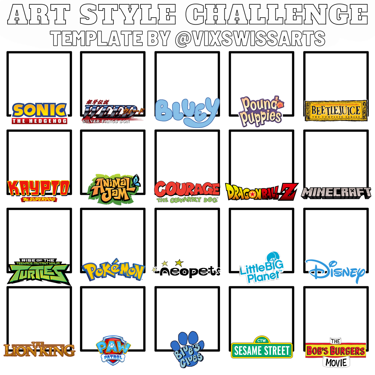 Free 20 Art Style Challenge Template by VixSwissArts on DeviantArt