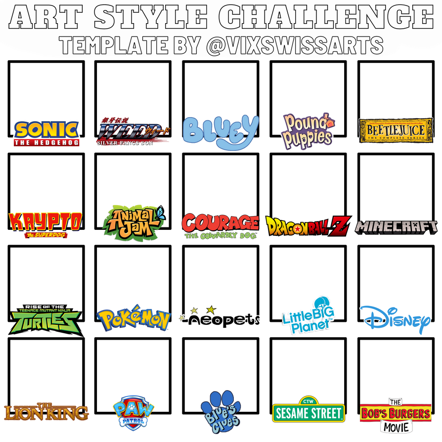Free 20 Art Style Challenge Template by VixSwissArts on DeviantArt Free 20 Art Style Challenge Template by VixSwissArts on DeviantArt
