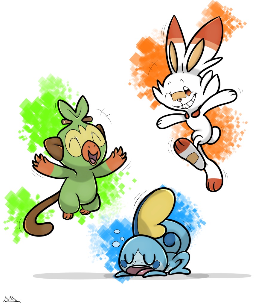 Pokemon Arts and Facts on X: Grookey, Scorbunny and Sobble