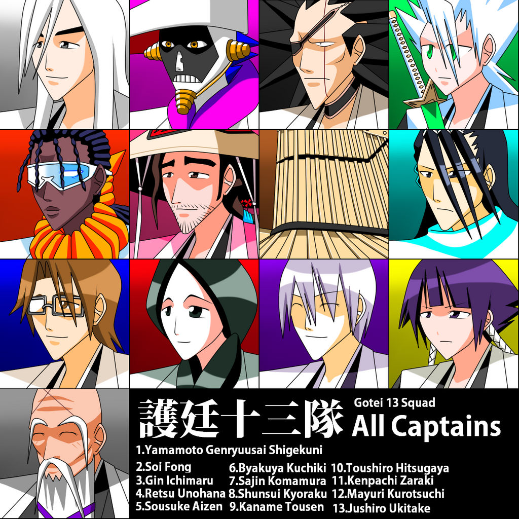 Gotei Juusantai All Captains Portraits