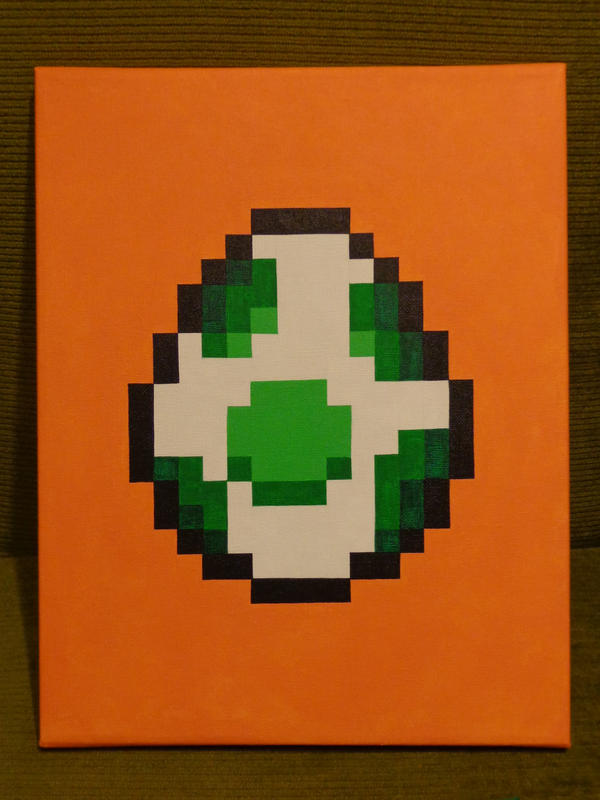 Yoshi Egg pixel art painting (Super Mario World) by thepixeldad on