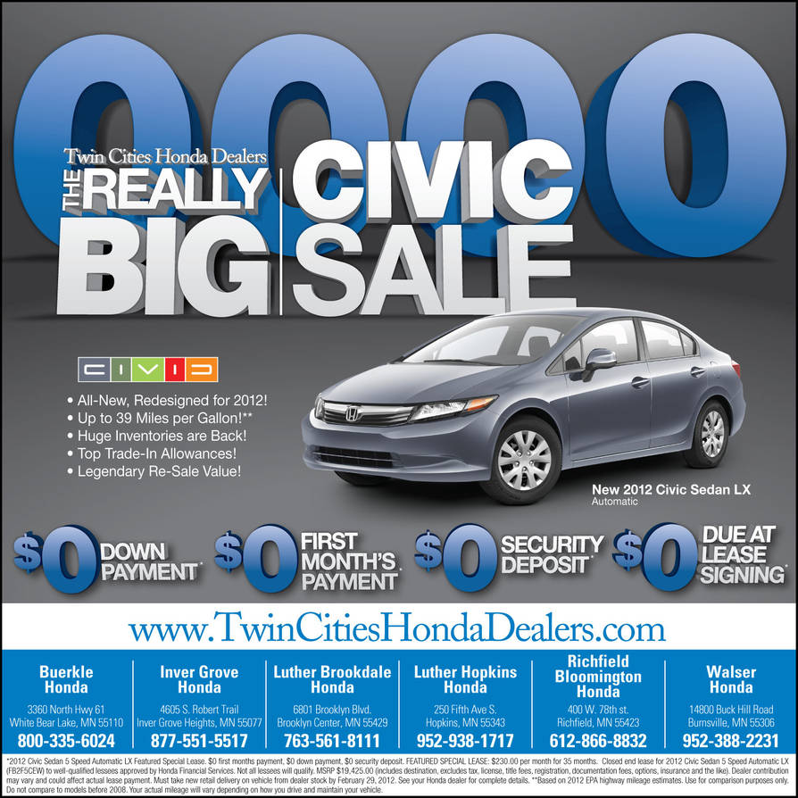 Twin City Honda >> Twin Cities Honda Dealers Big Civic Sale By Tlsivart On Deviantart Twin City Honda >> Twin Cities Honda Dealers Big Civic Sale By Tlsivart On Deviantart