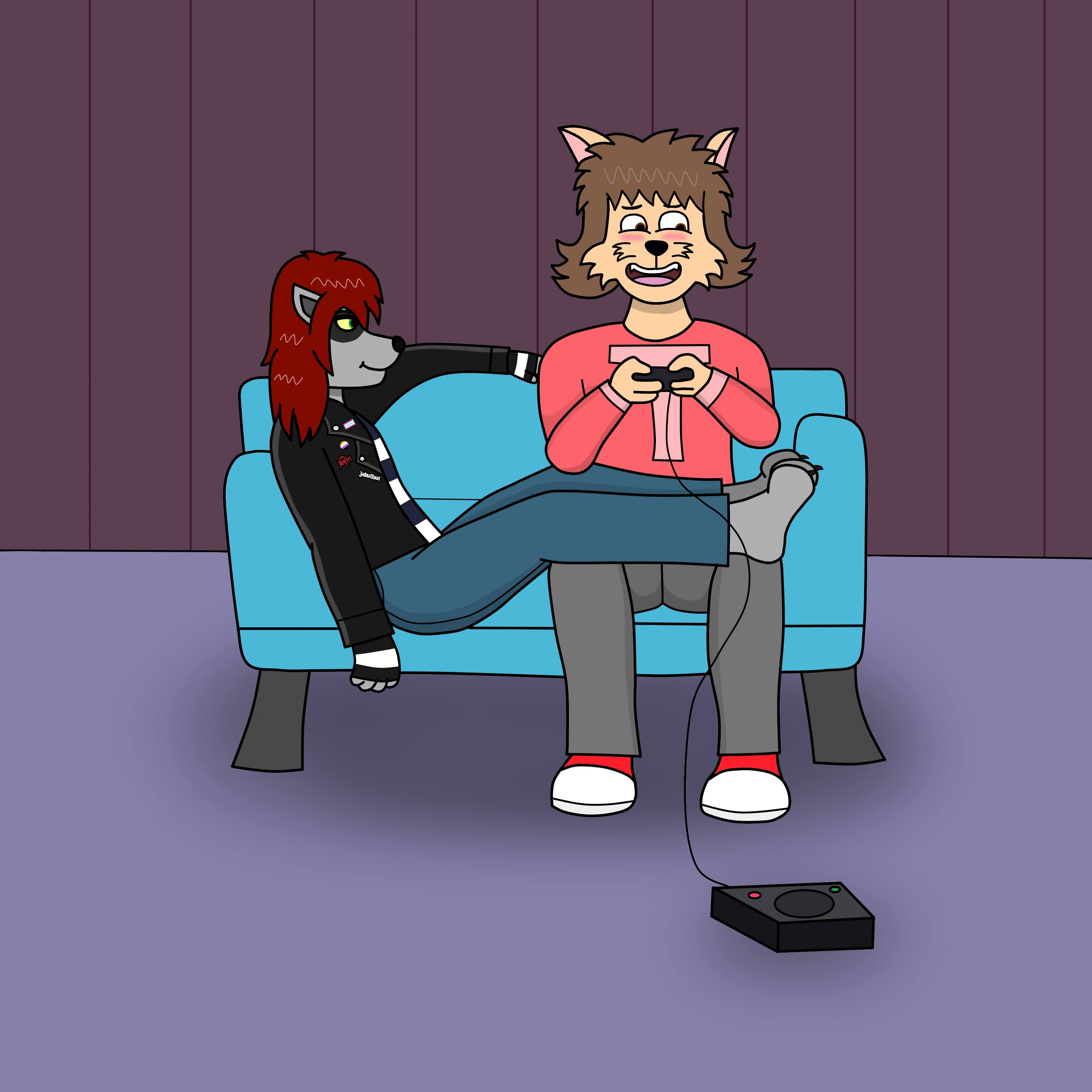 (Art Trade) Tony and Slayer On The Couch by SlayerTheRaccoon on DeviantArt