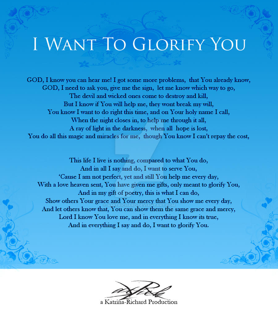 I WANT TO GLORIFY YOU