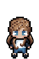 GIF sprite of PearlescentMoon's Hermitcraft character bouncing up and down in place, occasionally blinking. She wears a dark hoodie and has long, light brown hair.